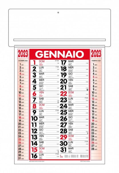 Calendario passafoglio rosso e nero CP12A