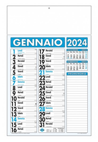 Calendario olandese 2024 azzurro nero C2191B