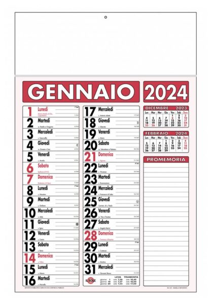 Calendario olandese 2024 bordeaux e nero C2191E