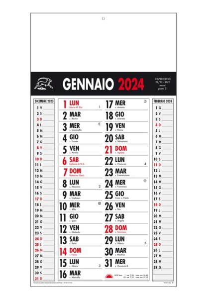 Calendario olandese rosso e nero 2024