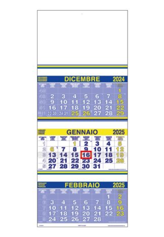Calendario trittico per aziende 2025 blu e giallo